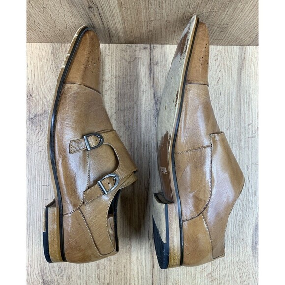 Stacy Adams Double Monk Strap Dress Shoes Mens 12 M Brown Leather Cap Toe 24943 - Picture 11 of 16